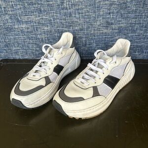 Bottega Veneta White and Black Leather-Trim Sneakers